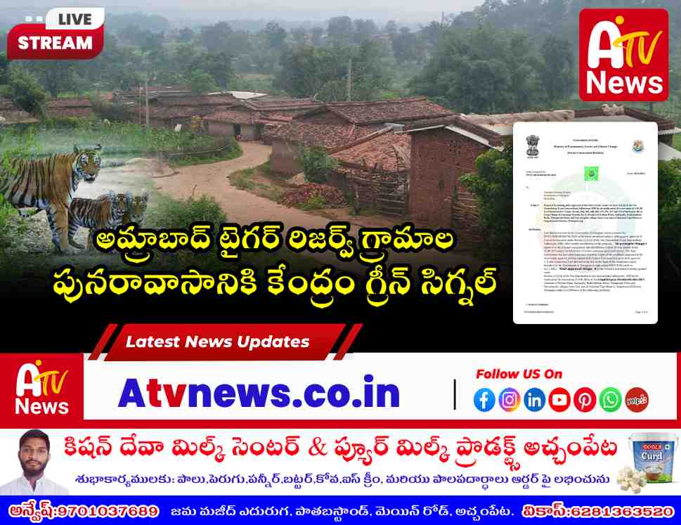 Map of Amrabad Tiger Reserve and Bacharam Forest blocks for village relocation and rehabilitation