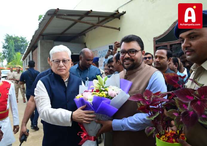 అచ్చంపేటకు చేరుకున్న రాష్ట్ర గవర్నర్ జిష్ణు దేవ్ వర్మ: ఘన స్వాగతం పలికిన జిల్లా కలెక్టర్, ఎస్ప